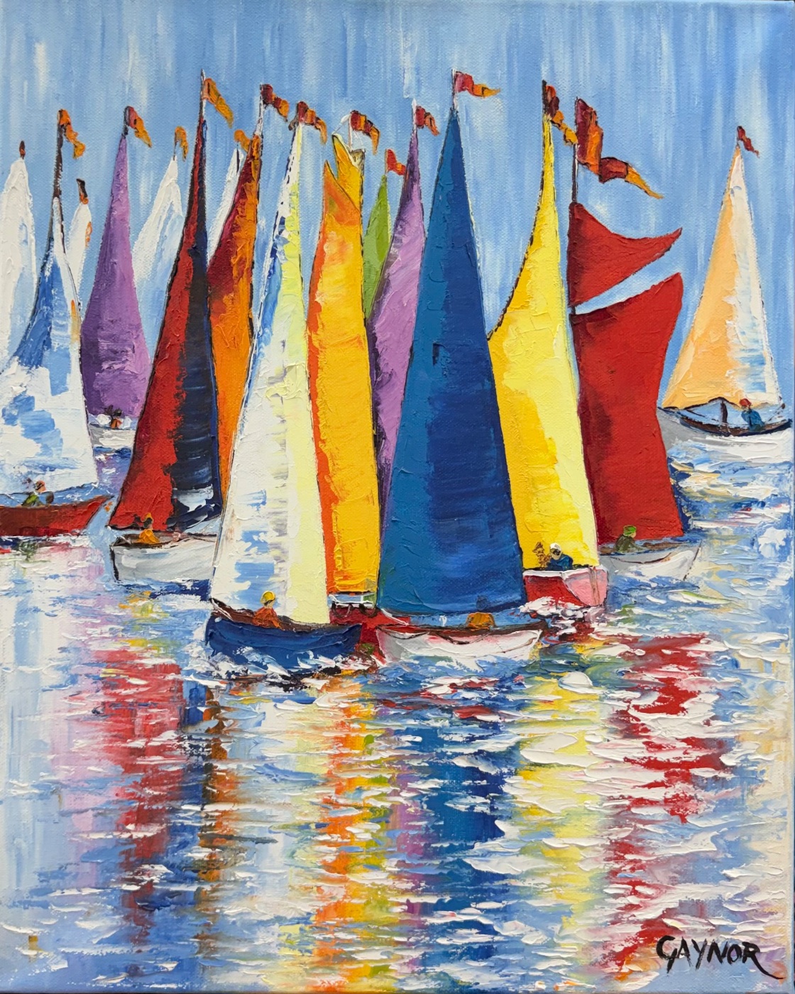 Colourful boats on water by Gaynor
