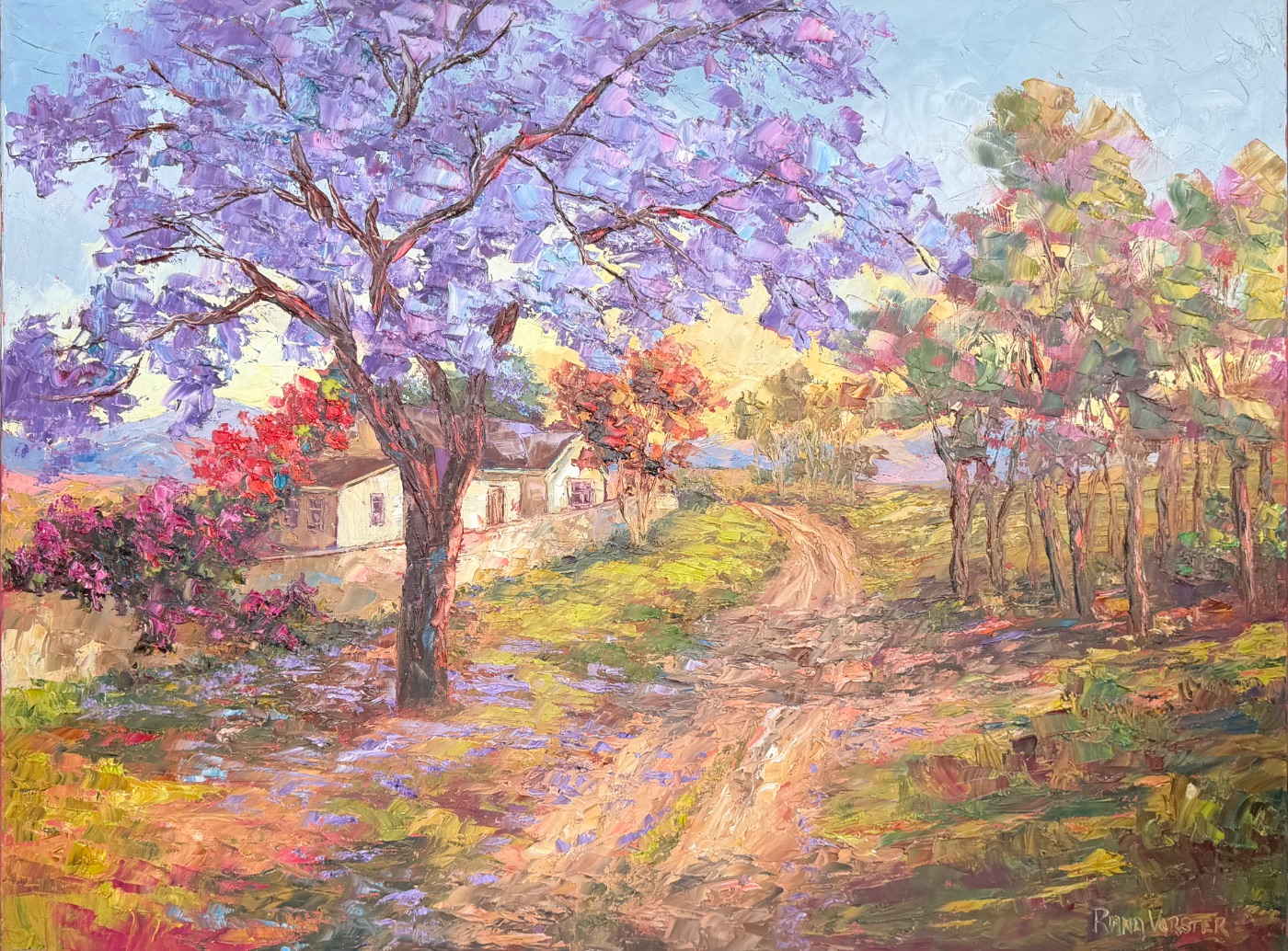 Jacaranda with house by Riana Vorster