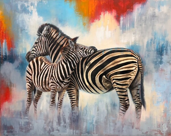 Zebras, abstract background