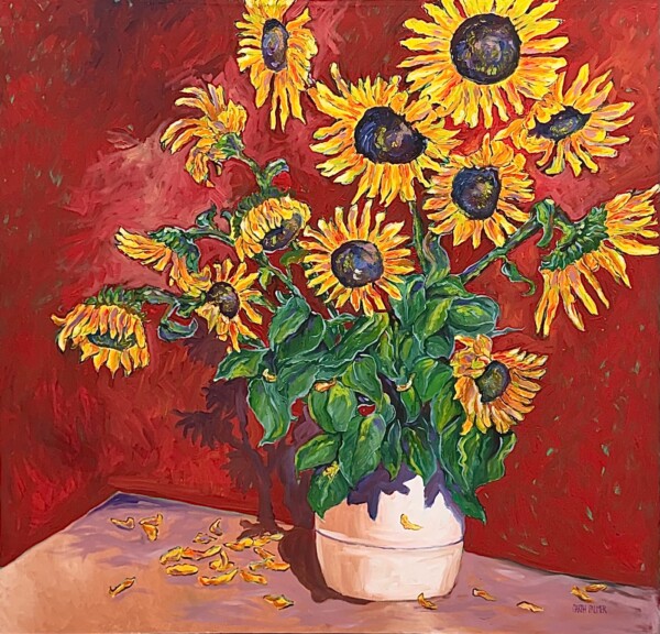 Sunflowers in a pot