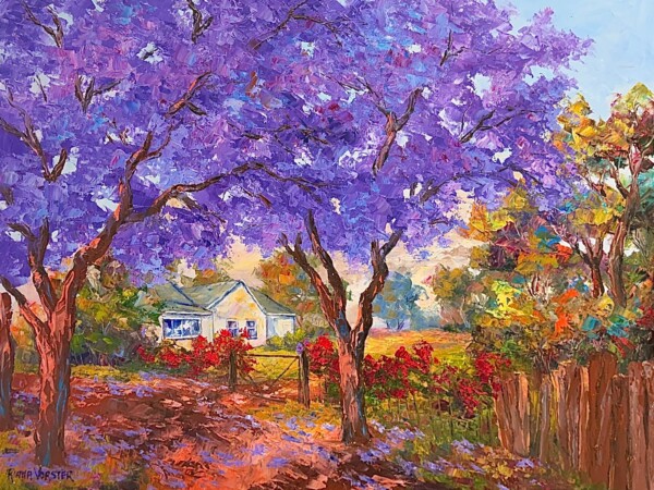 Jacarandas, house with wooden fence