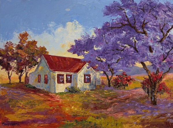 Jacaranda, house red roof