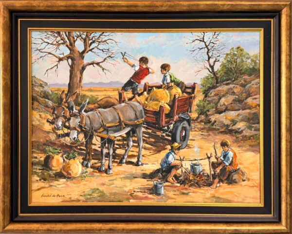 Kids playing, donkey cart