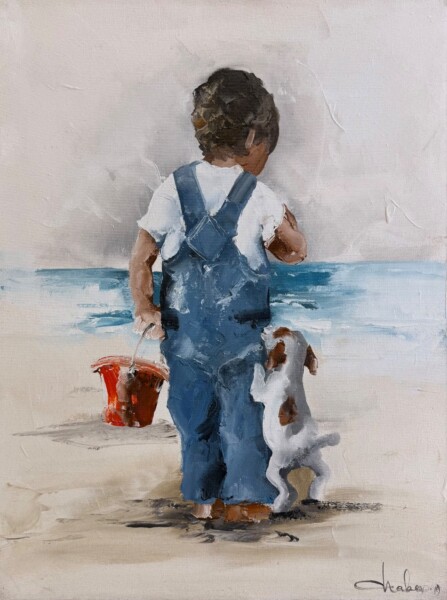 Little boy with dog
